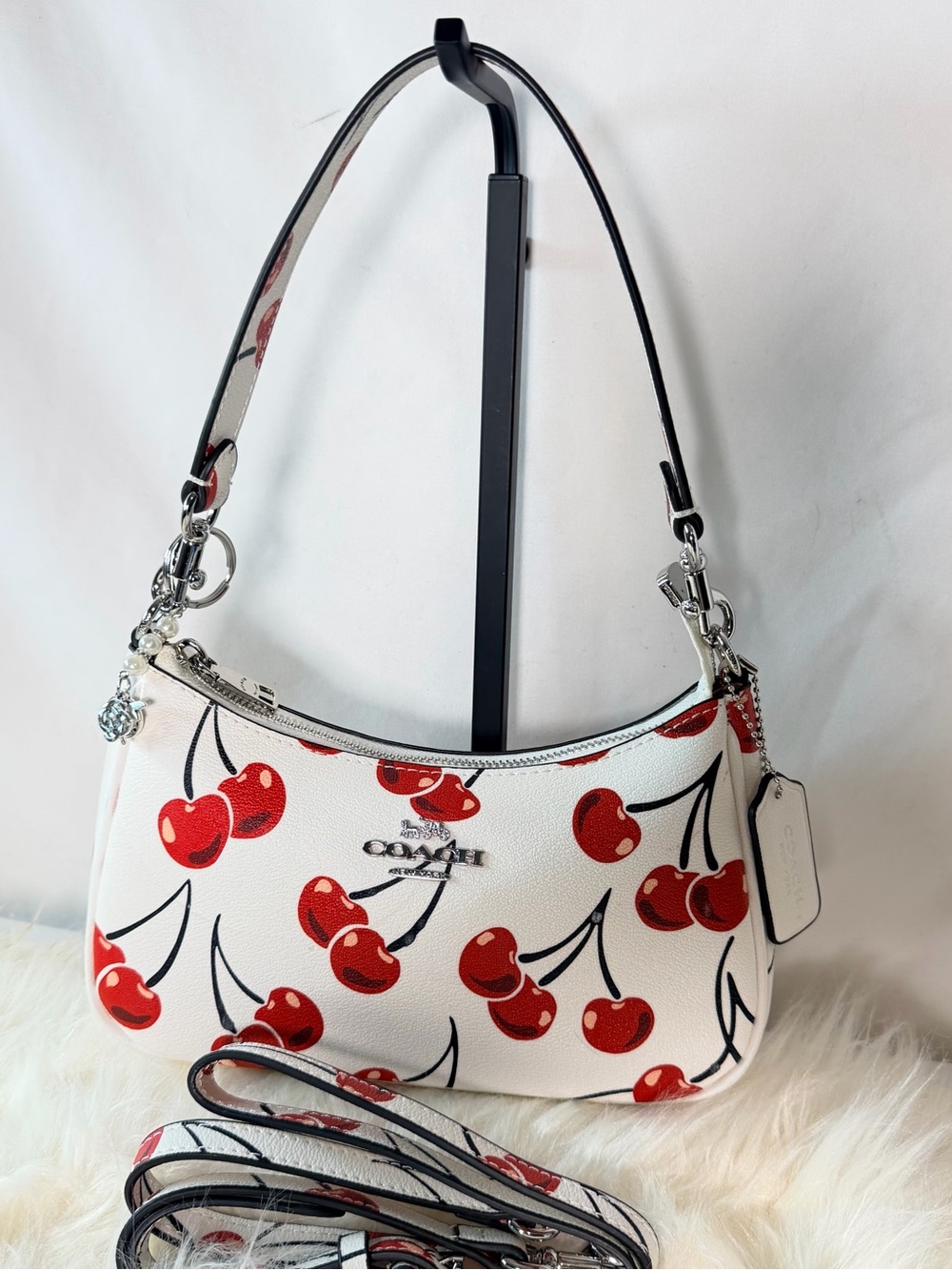 Coach Teri Shoulder Bag Cherry Print CZ774 Silver
